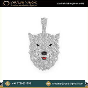 Collar con Colgante de Cabeza de Lobo Personalizado, Unisex, de Lujo, Estilo Hip Hop, Chapado en Oro sobre Plata 925, con Moissanita VVS de 4.75 Quilates, para Fiestas - Product Image 5