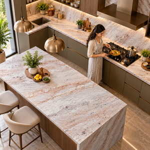 Dalle de granit rose Bourgogne de qualité supérieure pour les grossistes, projets commerciaux, comptoirs de cuisine, carreaux de salle de bain, poli - Product Image 5