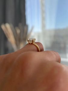Bague de fiançailles solitaire en or 18 carats et argent sterling 925 avec diamant de laboratoire taille Asscher - Product Image 4