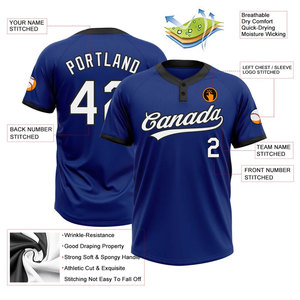 Maillot de baseball personnalisé avec nom et numéro, unisexe, col en V, manches courtes, uniforme d'équipe de softball imprimé - Product Image 6