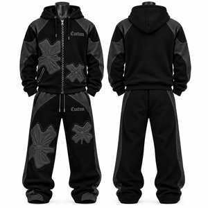 Conjunto de Sudadera con Capucha Unisex Personalizada, Manga Raglán, Cierre de Cremallera, Estilo Casual, Corte Holgado, Ropa de Invierno, Forro Polar, 100% Algodón - Product Image 4