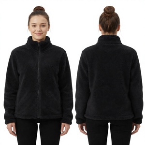 Veste en polaire sherpa vert émeraude de qualité supérieure pour femmes B.B INDUSTRY, fermeture éclair intégrale, col montant, manteau en teddy doux, hiver - Product Image 6