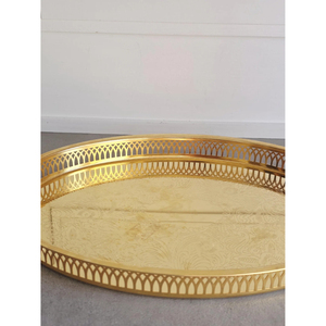 Plateau de service rond en métal plaqué or de qualité supérieure, vaisselle de mariage, centre de table d'hôtel, assiette de présentation, décoration pour la maison et l'hôtel - Product Image 6