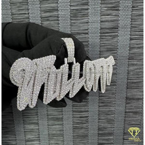 Colgante de nombre de diamante cultivado en laboratorio, cadena de plata 925 personalizada, colgante de goteo de diamante cultivado en laboratorio con estilo de letra helada - Product Image 5