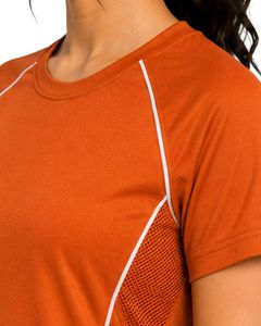 Customized Women Orange Quick Dry Sports T Shirt Breathable Lightweight Gym Running Workout Yoga Athletic Activewear Tee <b>Top</b> - Product Image 5