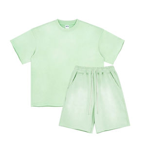 Ensemble T-shirt et short surdimensionné brodé avec logo personnalisé, de haute qualité, effet délavé, pour homme, 2 pièces, idéal pour l'été - Product Image 4