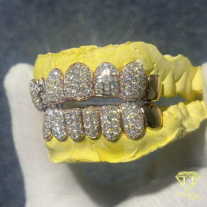 Grillz dentaire unisexe Hip Hop en argent sterling S925 avec moissanite taille ronde, personnalisé, style 'Iced Out' à face ouverte, effet diamant - Product Image 5