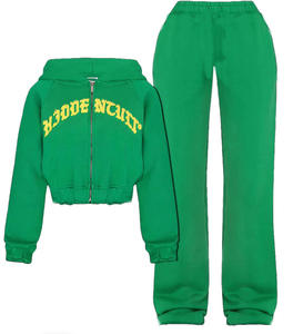 Conjunto Deportivo de Dos Piezas para Mujer con Logotipo Personalizado, Chaqueta con Capucha y Cremallera y Pantalones Deportivos Bordados, Fabricante de Ropa Deportiva - Product Image 5