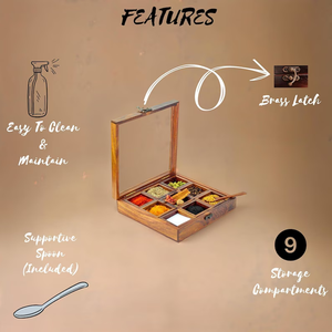 Boîte à épices en bois artisanale avec couvercle en verre |   Organisateur de rangement pour épices |   Conteneur à épices de cuisine - Product Image 4