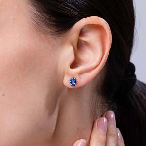 Natural Blue Sapphire <b>Stud</b> <b>Earrings</b> Oval Cut 14K Yellow Gold Solitaire <b>Earrings</b> September Birthstone Fine Jewelry Gift for Women - Product Image 3