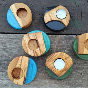 Vela de Arte de resina rústica en contenedor de madera Vela de cera perfumada hecha a mano Aroma natural para decoración de sala de estar y propósito de regalo - Product Image 3