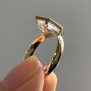 3 Ct Elongated Hexagon Cut Lab Grown Diamond Engagement Ring 14K Solid Gold Full Bezel <b>Think</b> Band Ring Proposal Wedding Ring - Product Image 3