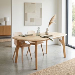 Modern Oval Solid Wood <b>Dining</b> <b>Table</b> Elegant Curved <b>Wooden</b> Furniture For <b>Rustic</b> Contemporary Home Decor Setup Art Design Pure Art - Product Image 5