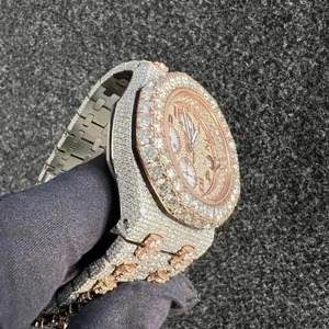 Nouvelle montre à quartz en acier inoxydable avec diamant moissanite taillé carré, classique, simple et luxueuse, pour homme, avec cadran numérique intelligent et date, édition limitée - Product Image 4