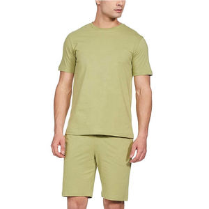 Conjunto de Camisetas de Algodón de Color Sólido para Hombre, Cuello Redondo, Manga Corta, Transpirable, Informal de Verano, Tejido de Punto, Verde - Product Image 5