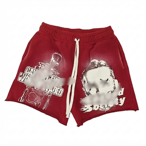 Pantalones Cortos de Algodón Negros para Hombre con Estampado de Calavera, Cordón Ajustable, Pantalones Cortos Casuales, Premium - Product Image 6