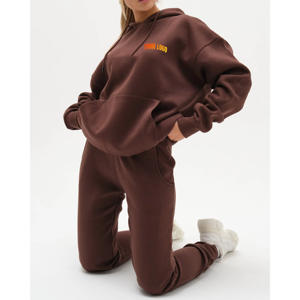 Conjunto de Dos Piezas de Sudadera con Capucha y Pantalones para Mujer, Tallas Grandes, Otoño-Invierno, Estampado Personalizado por el Fabricante, Informal, Cálido, Ecológico, 100% - Product Image 3