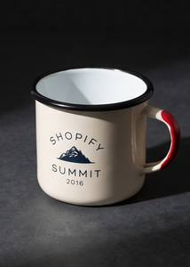 Special Edition Branded Enamel Coffee <b>Mug</b> Built With Strong Rust Resistant Iron Material Displaying Company Event Logo - Product Image 3
