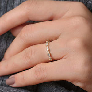 แหวนครบรอบทอง 14K ดีไซน์หรูหรา แหวนเพชรโมอิสซาไนต์แท้ เงินแท้ 925 สำหรับผู้หญิง - Product Image 2