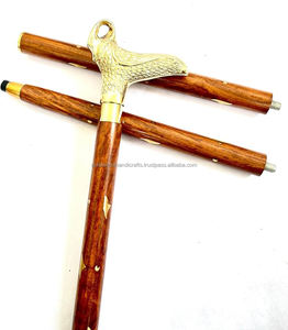 Bâton de marche en bois le plus vendu avec poignée en laiton de nouvelle conception canne de marche pliante cannes de marche décoratives - Product Image 1