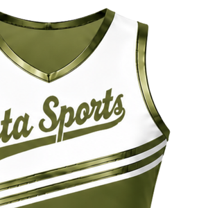 Camiseta Deportiva sin Mangas Color Verde Oliva para Animadoras, Top Corto Transpirable, Ropa Deportiva Ligera, Personalizable - Product Image 3