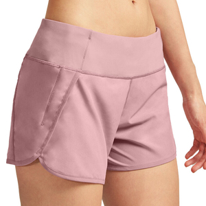 Women's Mid Waist <b>Pink</b> Athletic Shorts Seamed Solid Workout Running <b>Gym</b> Shorts - Product Image 1