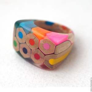 Anillo de Dedo de Madera y Resina Artesanal, Joyería Creativa de Expresión - Product Image 3