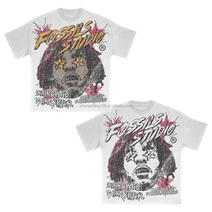 T-shirt Homme Premium Personnalisé en Coton Épais Délavé à l'Acide, Imprimé Vintage, Style Streetwear, Effet Vieilli - Product Image 5