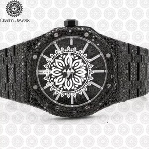 Montre de luxe en moissanite de qualité supérieure avec mouvement à quartz, en acier inoxydable, bijou de mode, disponible à la vente - Product Image 5