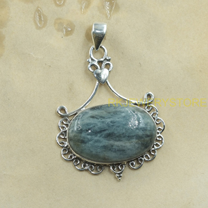 Colgante de Aguamarina Hecho a Mano, Plata de Ley 925, Filigrana Vintage, Gema Ovalada, Collar, Amuleto, Joyería, Regalo para Mujer, Unisex - Product Image 5