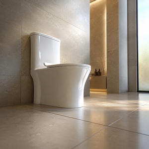 WC monobloc allongé NOVA, à poser au sol, à siphon en S, double chasse, en céramique, design contemporain, 1,0-1,28 GPF, facile à nettoyer, pour salle de bain - Product Image 3