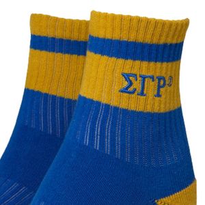 Sigma Gamma Rho Quarter <b>Socks</b> Blue Gold Greek Sorority Embroidered Letter Athletic Ankle <b>Socks</b> Comfortable Sports Casual Hosiery - Product Image 3