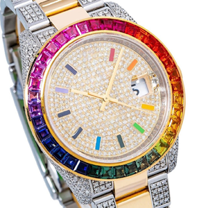 นาฬิกา Moissanite ที่มีน้ําแข็งสําหรับทุกเพศที่ขายดีที่สุดคุณสมบัติวันที่อัตโนมัตินาฬิกาเพชรไร้สีคุณภาพสูงในราคาขายส่ง - Product Image 3