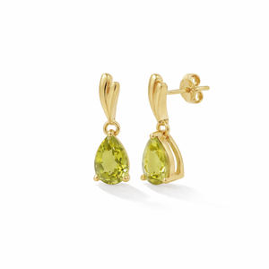 ต่างหูเงินแท้ 925 ประดับเพอริดอทดีไซน์ทรงหยดน้ำ รูปทรงเปลือกหอย ชุบทอง ประดับพลอยแบบฝังหนามเตย - Product Image 1