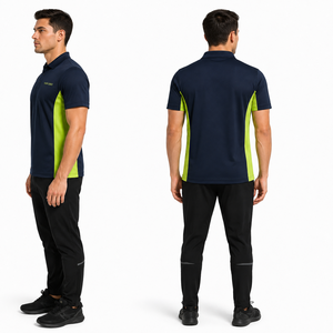 Chemise à coupe classique avec étiquette tissée personnalisée, ourlet à fentes latérales, en piqué 100 % polyester respirant, manches courtes, décontractée, fabrication sur mesure - Product Image 3