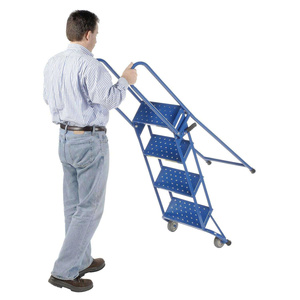 4 <b>Step</b> Steel Rolling Ladder Folding <b>Portable</b> <b>Step</b> Stool with Auto-Lock Casters & Safety Rail Vietnam Manufacturer Standard - Product Image 4