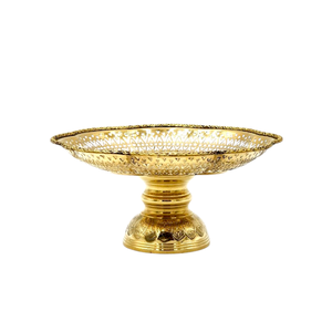 ถาดรองเสิร์ฟทองเหลืองแปดเหลี่ยมขนาด7 "ถาดยืนพร้อมกุหลาบดีไซน์ไม้บราสแวร์จากประเทศไทยถาดหรูหราระดับพรีเมียมสำหรับร้านอาหารชั้นนำของโรงแรม - Product Image 3