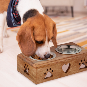 Wholesale Acacia Wooden Dog Bowl Stand Pet Dog Bowl Pet <b>Feeder</b> for Food and Water from Vietnam - Product Image 3