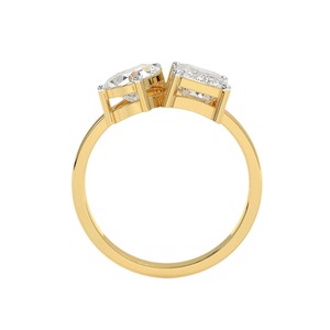 Anillo de Lujo Toi Et Moi para Mujer con Diamantes Cultivados en Laboratorio de Corte Pera y Corte Esmeralda de 2.80 CTW en Oro Amarillo de 14K - Product Image 3