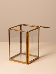 Decorative Gold Metal Frame Glass Keepsake <b>Box</b> Elegant Jewelry Storage Container Transparent Trinket Organizer Hinged Lid - Product Image 2