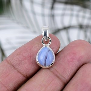 Top Quality Blue Lace Agate Gemstone 925 Sterling Silver Pendant Necklace Engagement Gift Natural Gemstone Pendants 3A Quality - Product Image 1