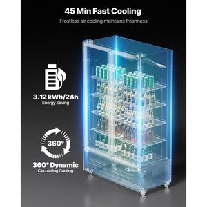 <b>Commercial</b> 26.69 CU.FT Double Glass Door <b>Display</b> Beverage Refrigerator <b>Cooler</b> Wine Merchandiser - Product Image 3