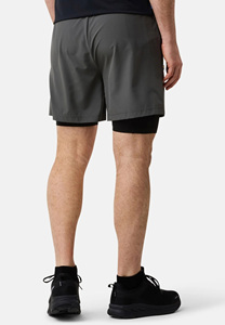 Shorts de course gris uni pour homme, séchage rapide, taille élastique, style sportif mi-haut avec poches - Product Image 3