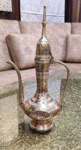 Handcrafted Brass Engraved Surahi with Meenakari Work Traditional Water Pitcher Decorative Antique Jug for Home Decor Gifting - Product Image 2