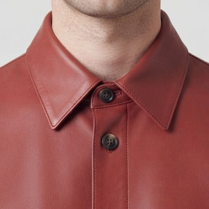 <b>Men</b> Genuine Leather Fashion Fit Horn Button Breathable Casual Sporty Office Wear <b>Shirt</b> - Product Image 4