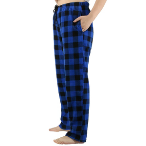 Men's Blue Black <b>Plaid</b> Fleece Pajama Pants Elastic Waist Drawstring Side Pockets Winter Casual Heavyweight Long Pants - Product Image 5