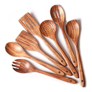 Espátulas de madera al por mayor, juego de utensilios de cocina de madera natural de buena calidad para restaurantes. - Product Image 4