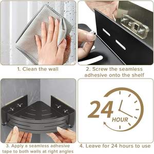 Estante Esquinero de Aluminio Autoadhesivo para Baño, Montado en la Pared sin Taladro, Organizador para Accesorios y Artículos de Aseo - Product Image 2