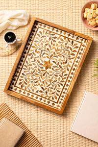 Handmade Wooden Inlaid Rectangle Tray – Luxury Bone Inlay Serving Tray utility tray food serving tray - Product Image 6