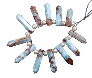 ลาริมาร์ธรรมชาติ1เส้น,ลูกปัดทรงดินสอปลายแหลม12ชิ้นสวยงามสำหรับทำเครื่องประดับขายส่ง - Product Image 1